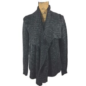 Cuidado Con El Perro Cardigan MED Gray Chunky Shawl Black Hi Low Sweater‎
